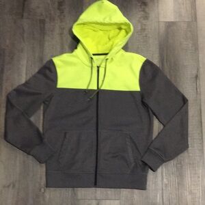 American Eagle Gray and Neon Yellow Hooded Jacket.